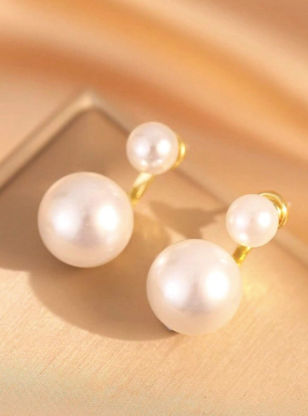 2-in-1 Earrings – Double Pearls – 18k Gold Plated | Free UK Delivery