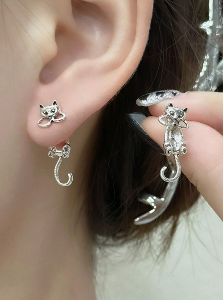 2-in-1 Cat Earrings – 18k Gold Plated | Free UK Delivery