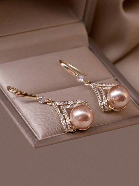 Rosé Pearl Earrings – Zirconia – 18k Gold Plated | Free UK Delivery