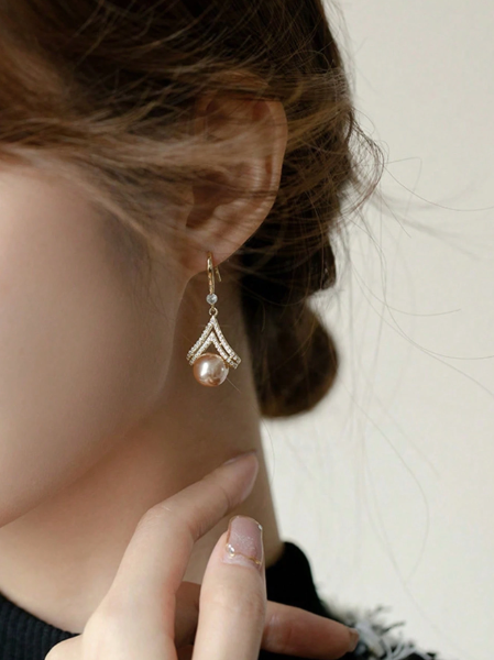 Rosé Pearl Earrings – Zirconia – 18k Gold Plated | Free UK Delivery