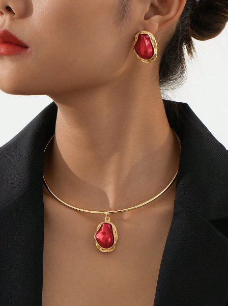 3-Piece Indian Ruby Set – 18k Gold Plated | Free UK Delivery