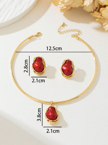 3-Piece Indian Ruby Set – 18k Gold Plated | Free UK Delivery