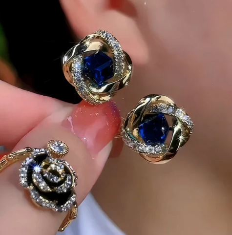 Roses Cubic Zirconia Earrings – 18k Gold Plated | Free UK Delivery