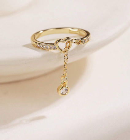 OLIVIA PADANO X OH LYRA | Heart Light Point Swarovski Ring – 24k Gold Plated | Free UK Delivery