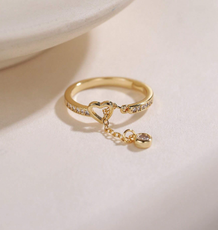 OLIVIA PADANO X OH LYRA | Heart Light Point Swarovski Ring – 24k Gold Plated | Free UK Delivery