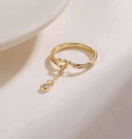 OLIVIA PADANO X OH LYRA | Heart Light Point Swarovski Ring – 24k Gold Plated | Free UK Delivery