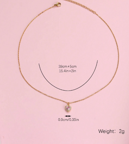 OLIVIA PADANO X OH LYRA | Pink Heart Swarovski Necklace – 24k Gold Plated | Free UK Delivery