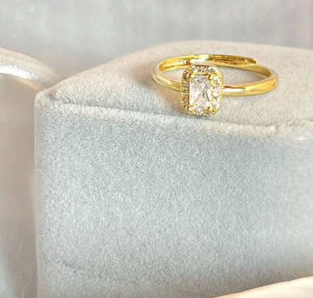 OLIVIA PADANO X OH LYRA | Adjustable Princess Swarovski Ring – 24k Gold Plated | Free UK Delivery