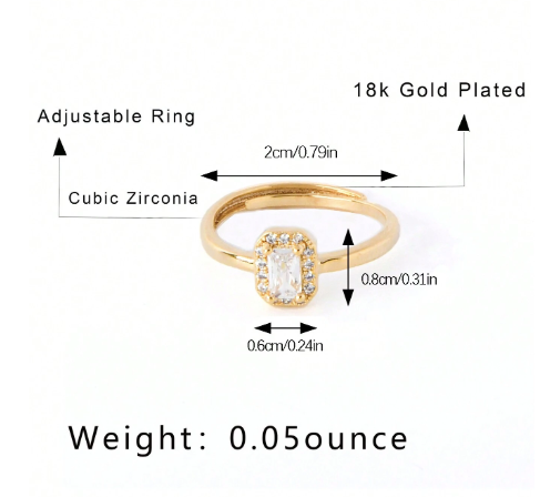 OLIVIA PADANO X OH LYRA | Adjustable Princess Swarovski Ring – 24k Gold Plated | Free UK Delivery