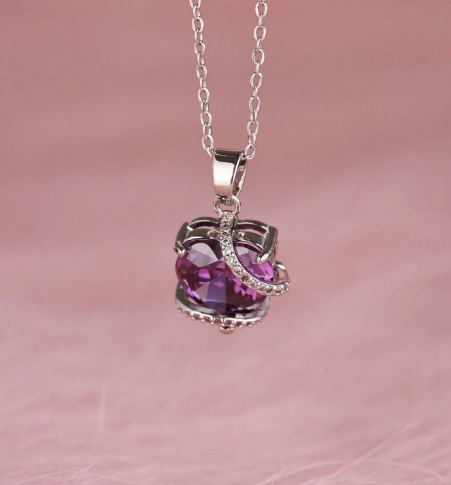 OLIVIA PADANO X OH LYRA | Purple Enchanted Heart Necklace – 24k Gold Plated | Free UK Delivery