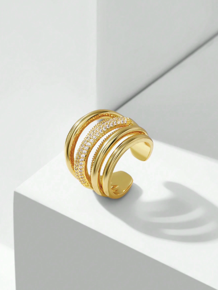 FILIPPA MONTEIRO X OH LYRA | Layered Swarovski Ring – 24k Gold Plated | Free UK Delivery