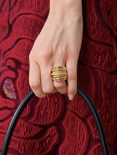 FILIPPA MONTEIRO X OH LYRA | Layered Swarovski Ring – 24k Gold Plated | Free UK Delivery
