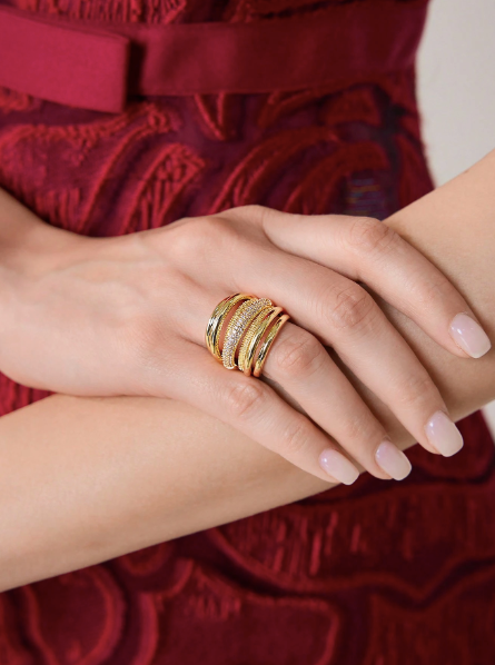 FILIPPA MONTEIRO X OH LYRA | Layered Swarovski Ring – 24k Gold Plated | Free UK Delivery