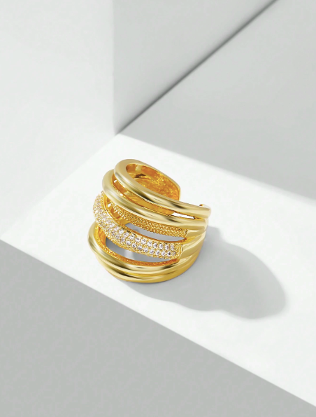 FILIPPA MONTEIRO X OH LYRA | Layered Swarovski Ring – 24k Gold Plated | Free UK Delivery