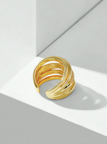FILIPPA MONTEIRO X OH LYRA | Layered Swarovski Ring – 24k Gold Plated | Free UK Delivery